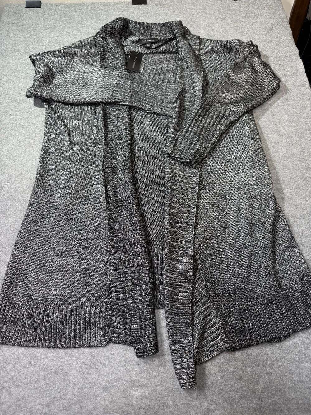 Lane Bryant Cardigan Size 18/20 Gray Metallic Open Front Sweater
